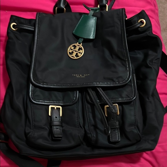 Tory Burch Handbags - Tory Burch Black Backpack with Gold Accents